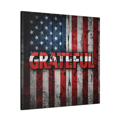 Grateful American Flag Wall Art | Patriotic Canvas Decor, Home Wall Decor, Inspirational Gift, 4th of July Decoration, Veteran's Day
