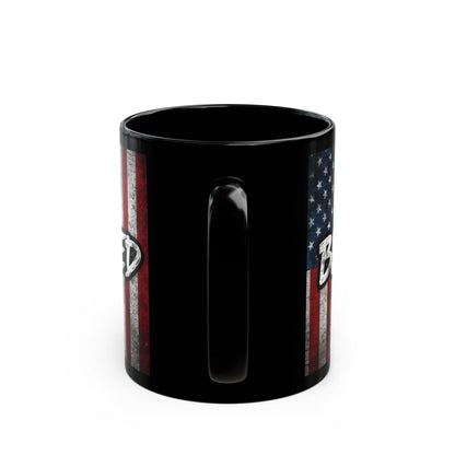 Sleek Ceramic Black Mug Blessed - American Flag - Patriotic Coffee Lover Gift - Home Decor - 11oz - 15oz
