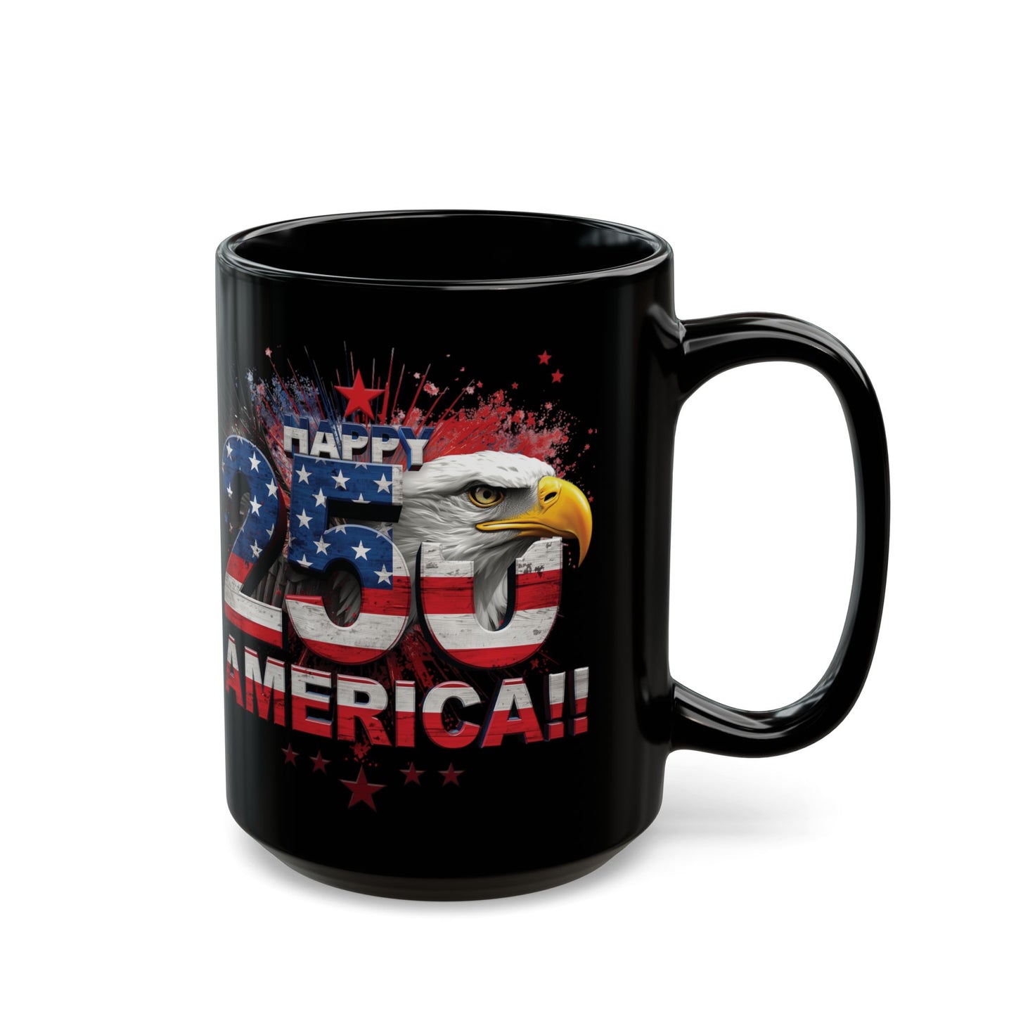 Happy 250th Birthday America Mug | 1776-2026 Patriotic Eagle Flag Black Coffee Cup