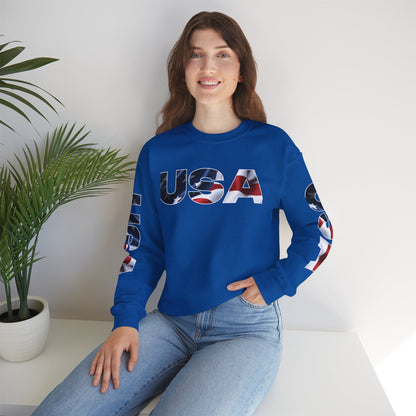 Patriotic USA Red White Blue - Crewneck Sweatshirt - Unisex Pullover - S-5XL