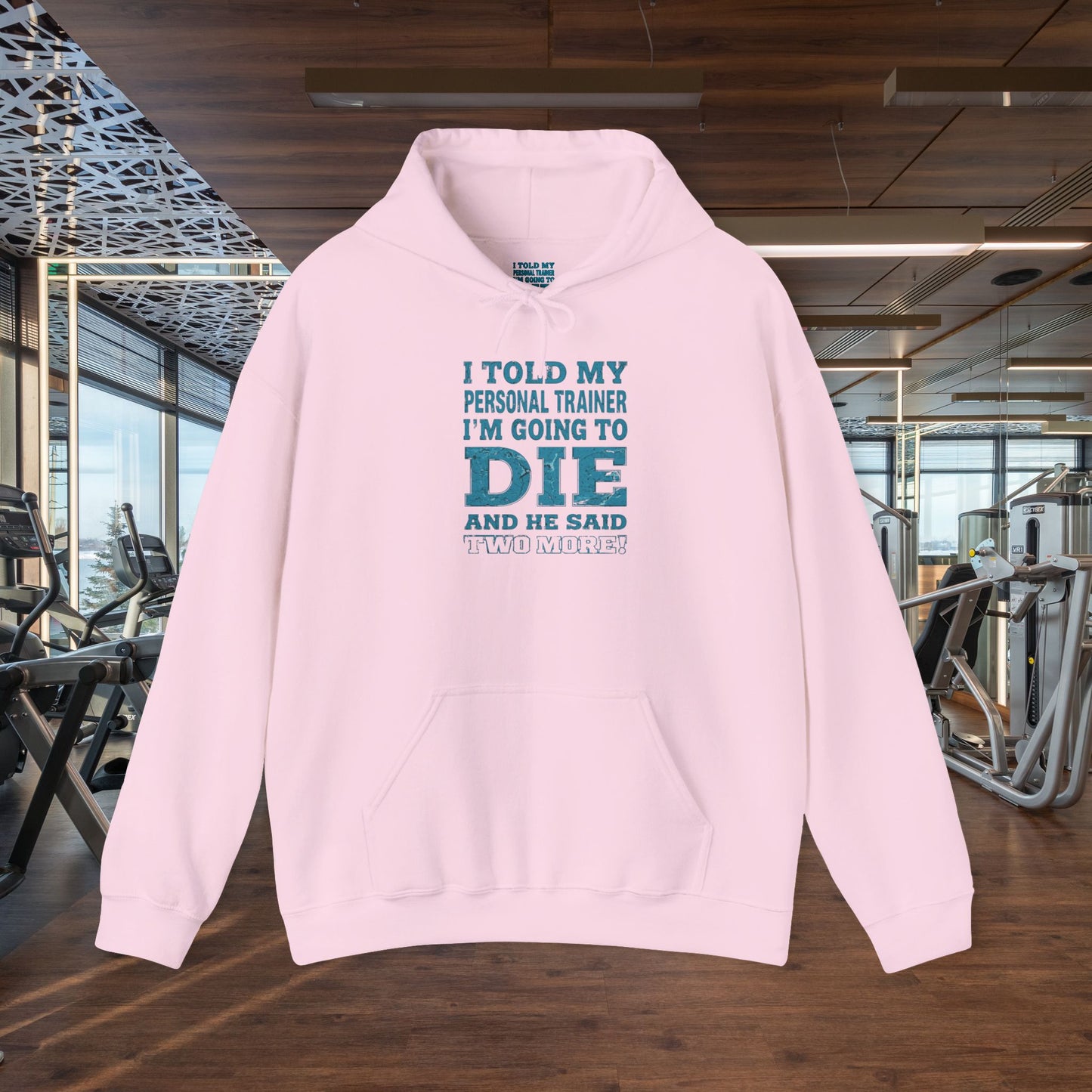 Funny - I Told My Personal Trainer That I'm Going To Die And He Said Two More!  - Design - Workout Hoodie - Sizes - S - 5XL - Gym Humor Sweatshirt - Personal Trainer Gift - Fitness Motivational Apparel