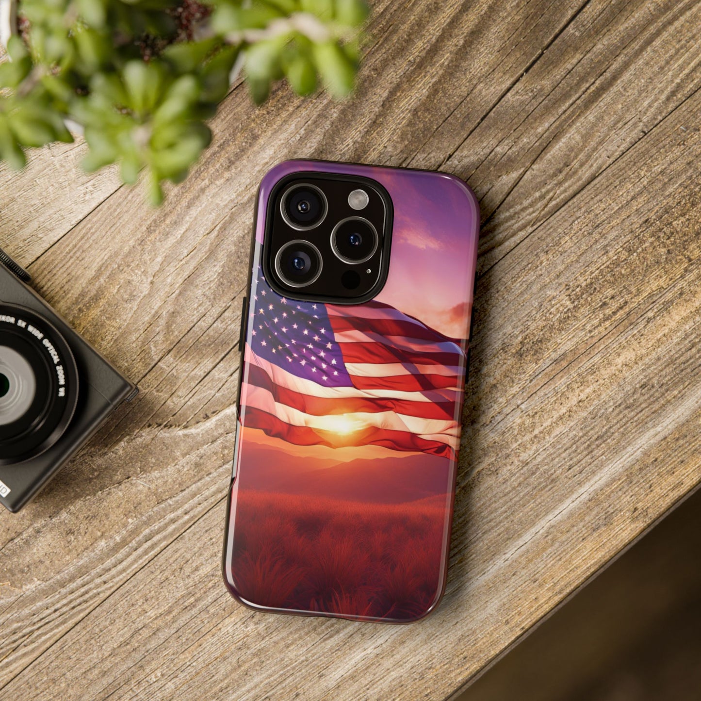 Stylish Phone Case - American Flag At Sunset Design - Patriotic Gift for Veterans - Independence Day -  Summer Vibes -