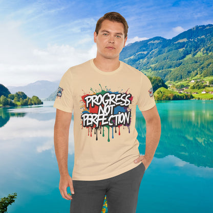 💥 Vibrant   💥   Eye-catching   💥   Motivational    💥 All  Over Print   💥 Unisex T-shirt  💥   Progress  Not  Perfection   💥  Art-Inspired   💥  Apparel  💥  Sizes  XS  x  4XL 💥