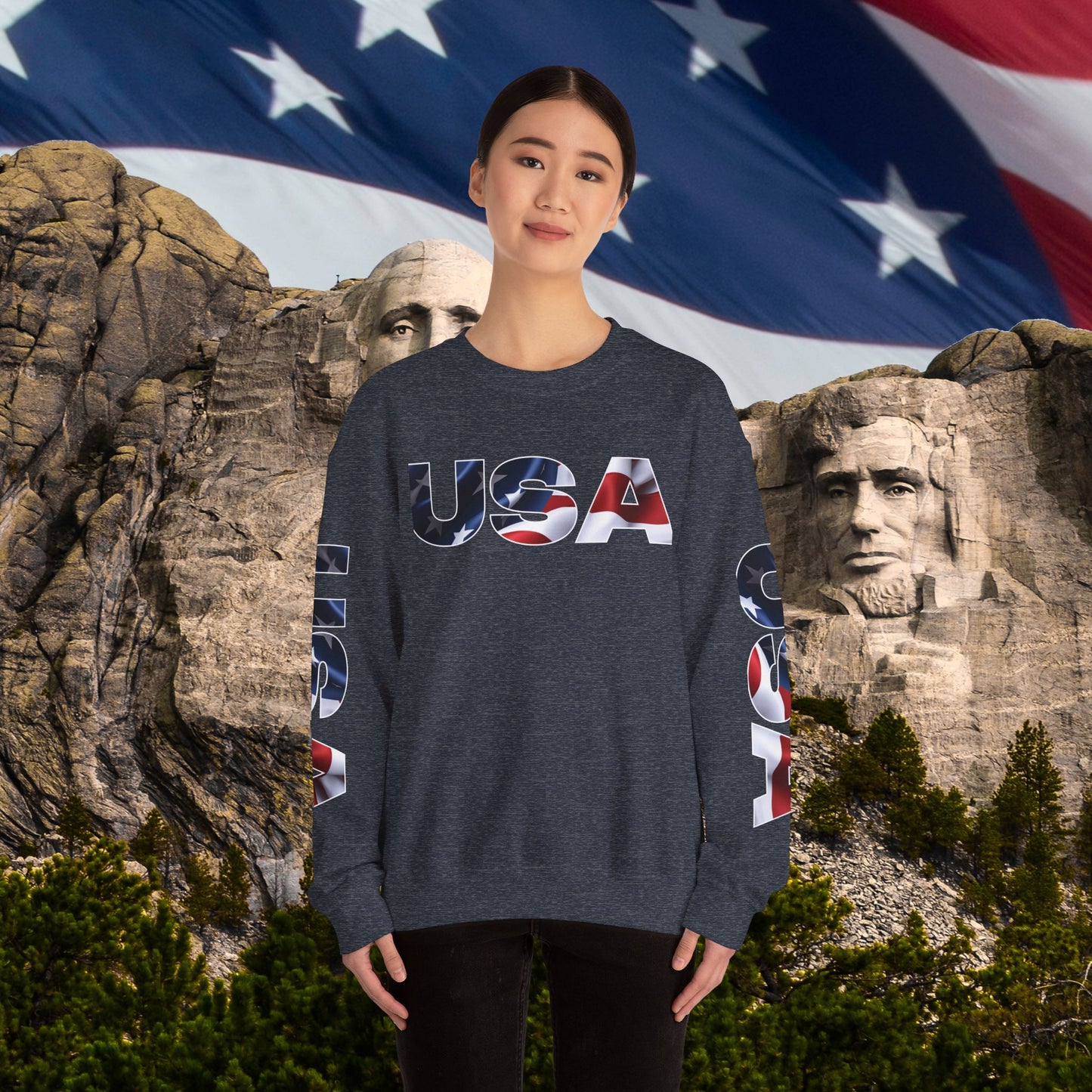 Patriotic USA Crewneck Sweatshirt - Unisex Heavy Blend - American Pride - National Pride Gift - S-5XL