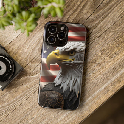 Tough Phone Cases - Patriotic - American Flag Eagle Design - Red White & Blue - Multiple Sizes -