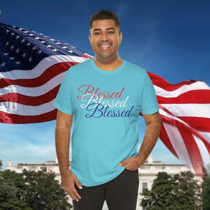 Red White Blue  Blessed  Design Unisex Tee