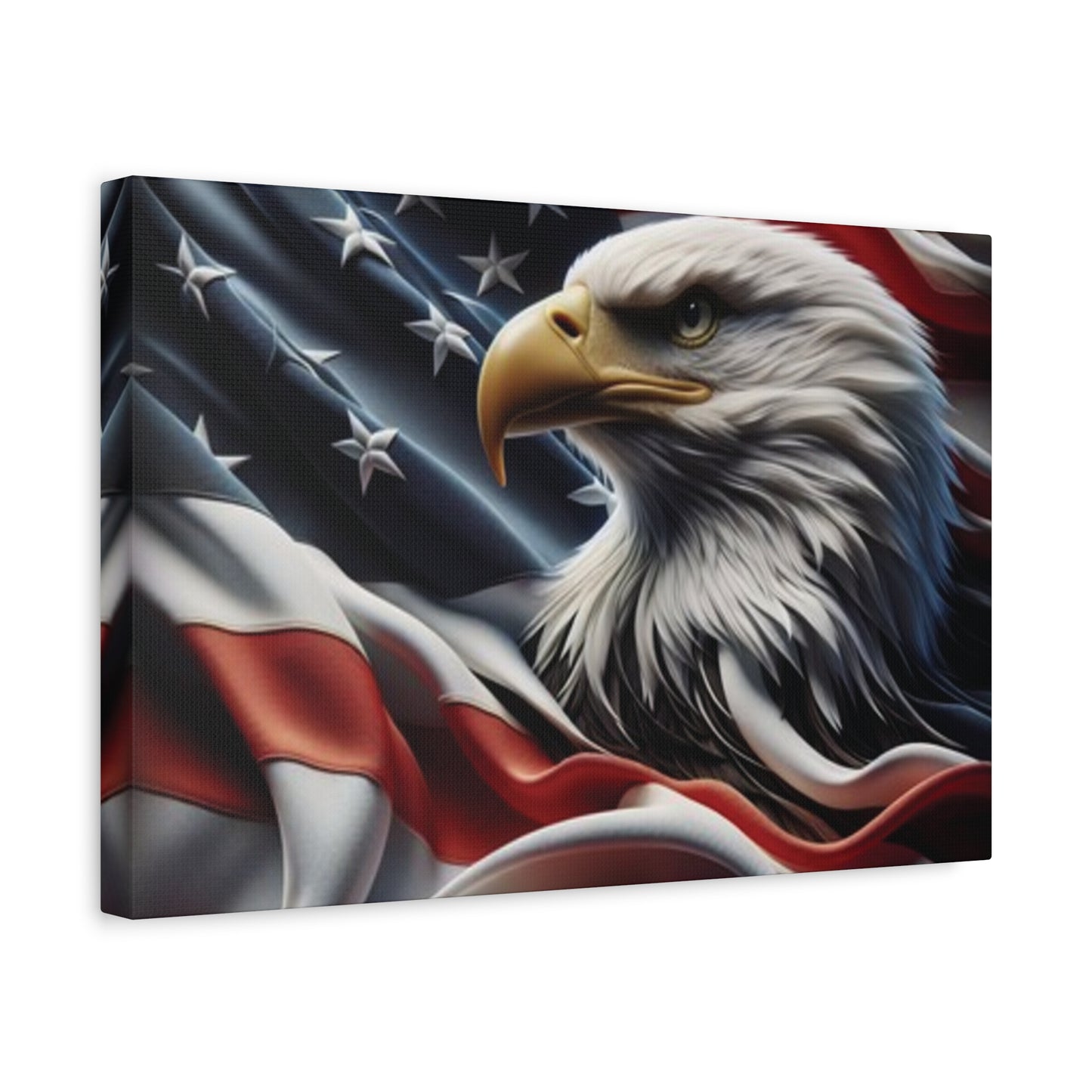 Patriotic Eagle Gallery Wrapped Canvas Art - American Flag Wall Decor - Red White Blue - USA Pride - Holiday Gift -  4th of July Home Decoration - Veteran Gift -  USA Theme Art - Print On Sides - Mirror Sides -