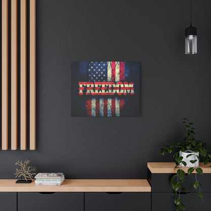 Patriotic Wall Art Print - Freedom Design Canvas Decor - American Flag Red White & Blue Artwork - Christmas Gifts - Independence Day Decoration - Home Gallery Piece -