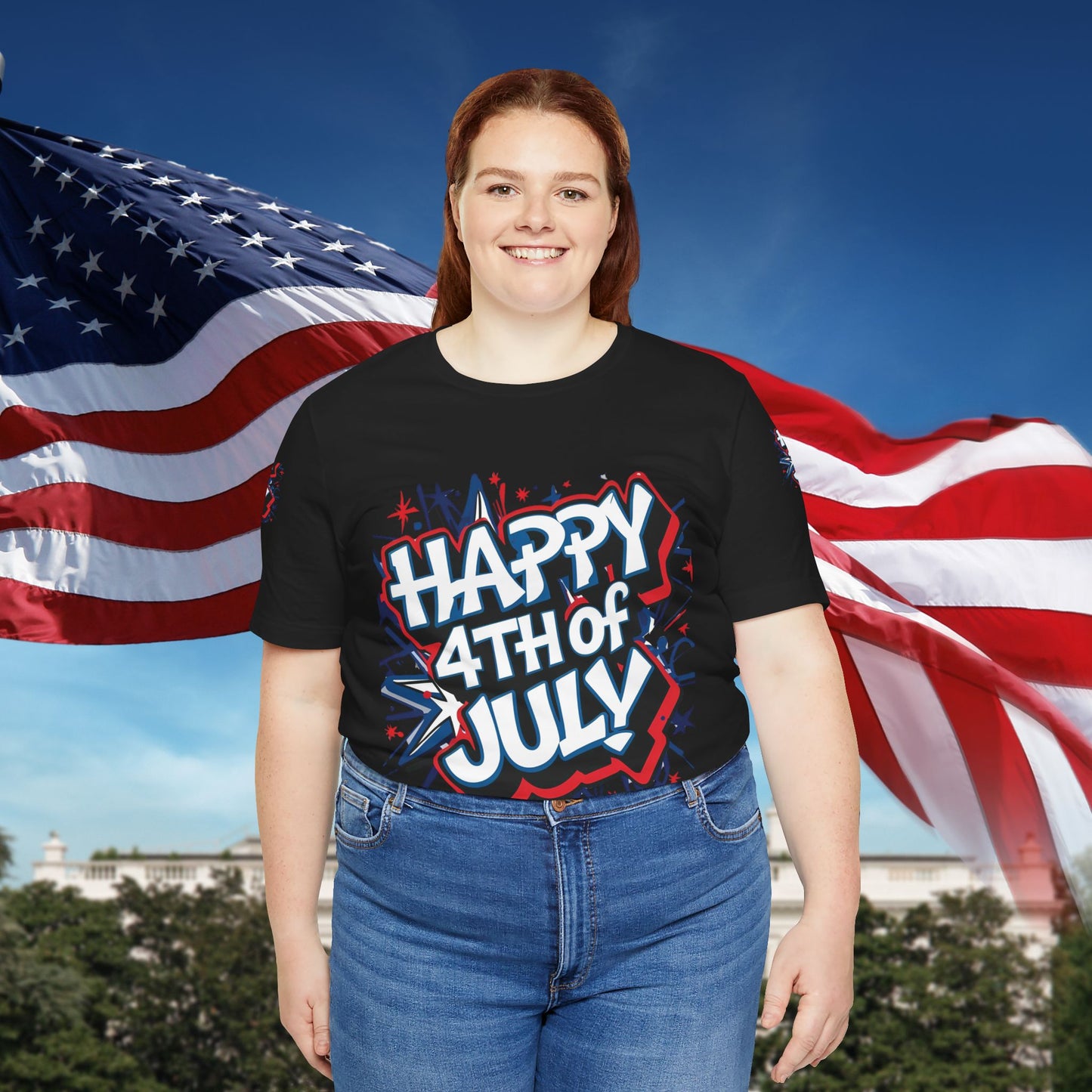 Happy 4th Of July Unisex Jersey Short Sleeve Tee, Independence Day T-Shirt, Patriotic Shirt, Red White Blue Tee, USA Celebration Top