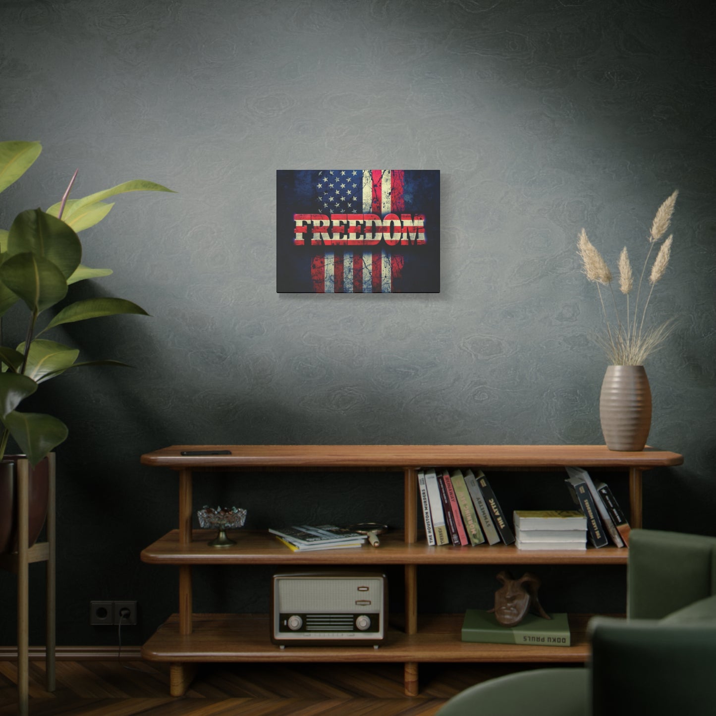 Patriotic Wall Art Print - Freedom Design Canvas Decor - American Flag Red White & Blue Artwork - Christmas Gifts - Independence Day Decoration - Home Gallery Piece -
