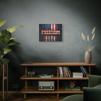 Patriotic Wall Art Print - Freedom Design Canvas Decor - American Flag Red White & Blue Artwork - Christmas Gifts - Independence Day Decoration - Home Gallery Piece -