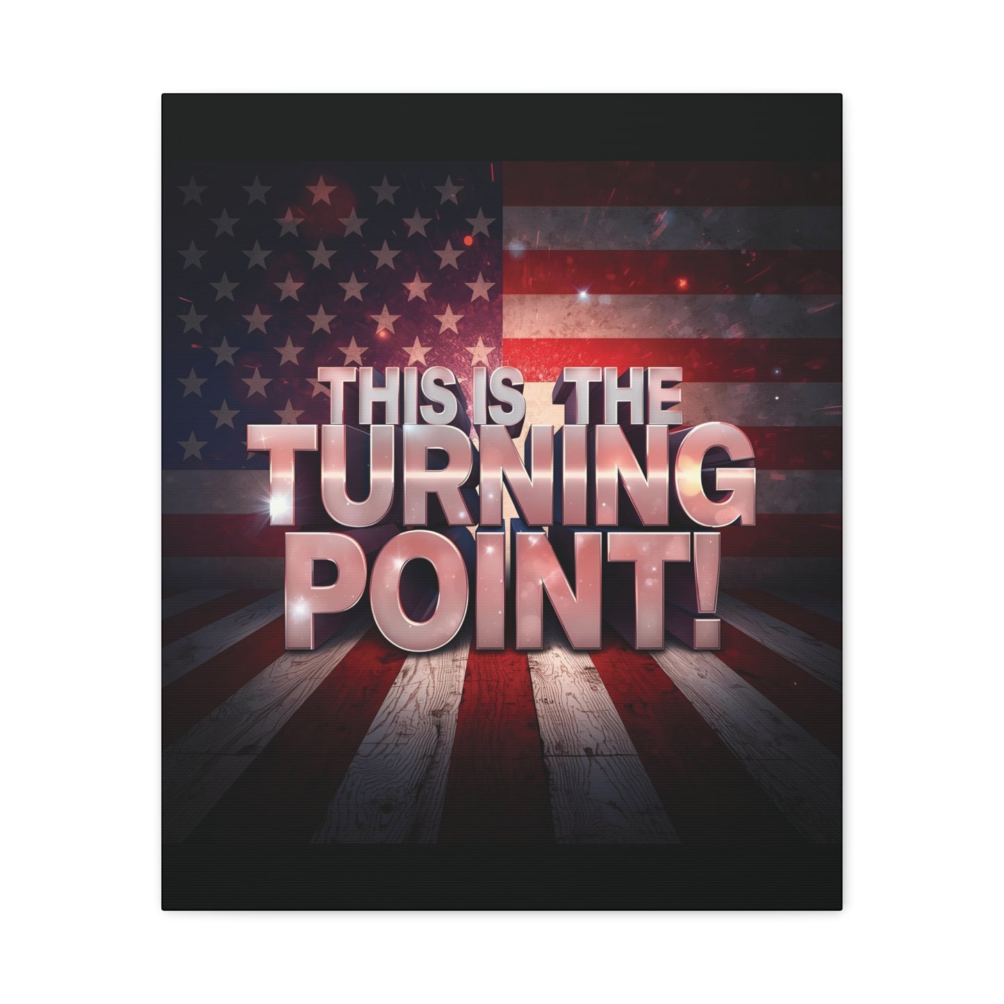 Gallery Wrapped Canvas Wall Art - Charlie Kirk Inspired - This Is The Turning Point! - Red White Blue - American Flag Backdrop Design - Multiple Sizes -