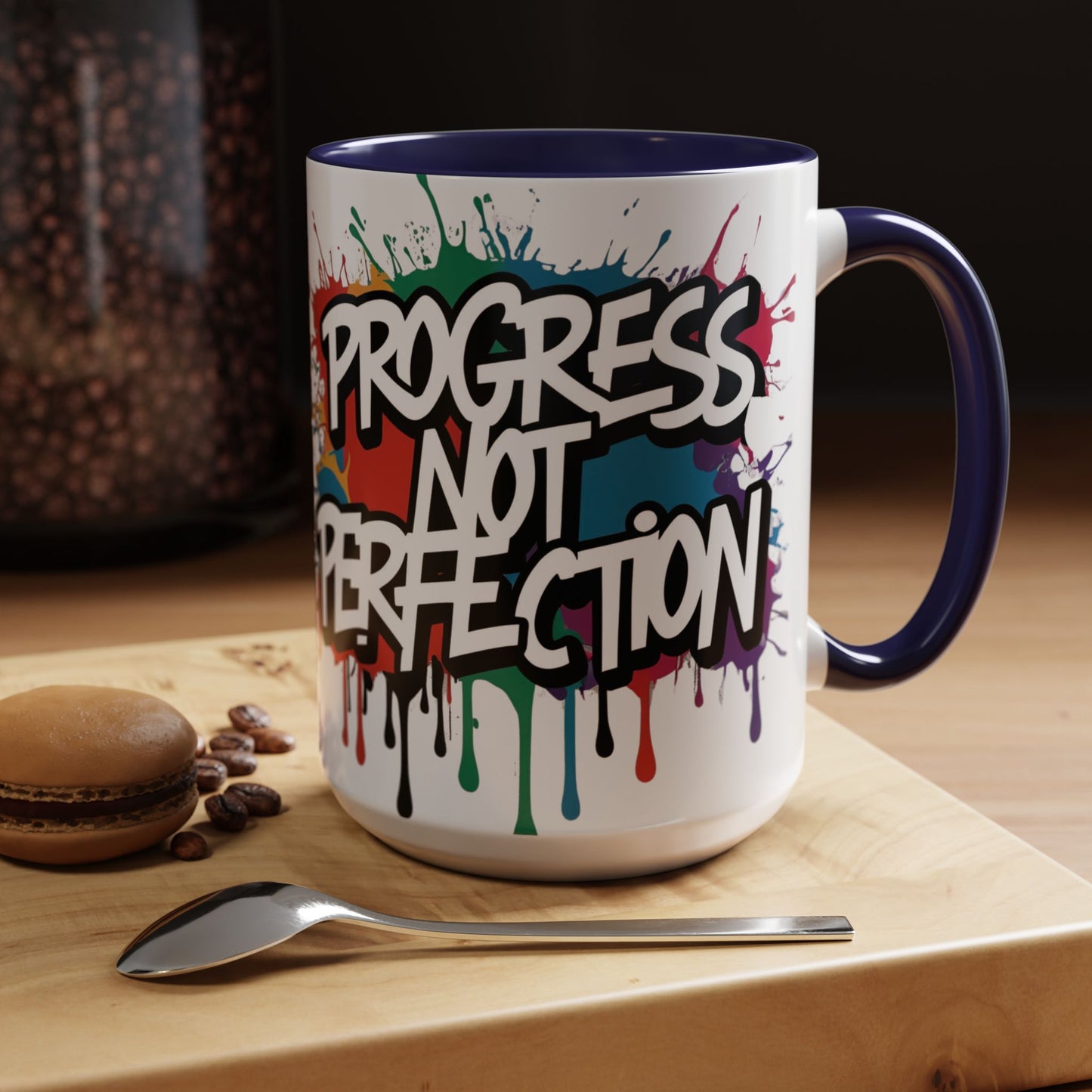Vibrant   Ceramic  Mug    Inspirational      Let's Go!     Graffiti  Mug      Coffee Mug        Progress  Not  Perfection   Sizes   11oz  &  15oz    Birthday Gift   Graduation Gift    8  Different  Color Options