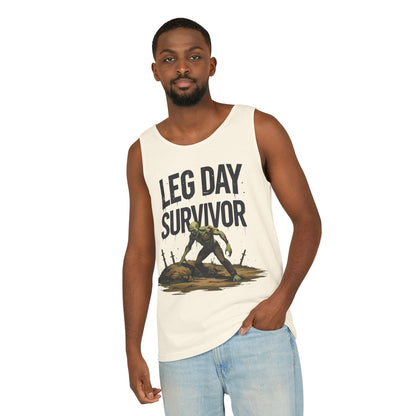 Leg Day Survivor! - Garment-Dyed Tank Top - Funny Gym Tank - Unisex Fitness Apparel - XS-3XL