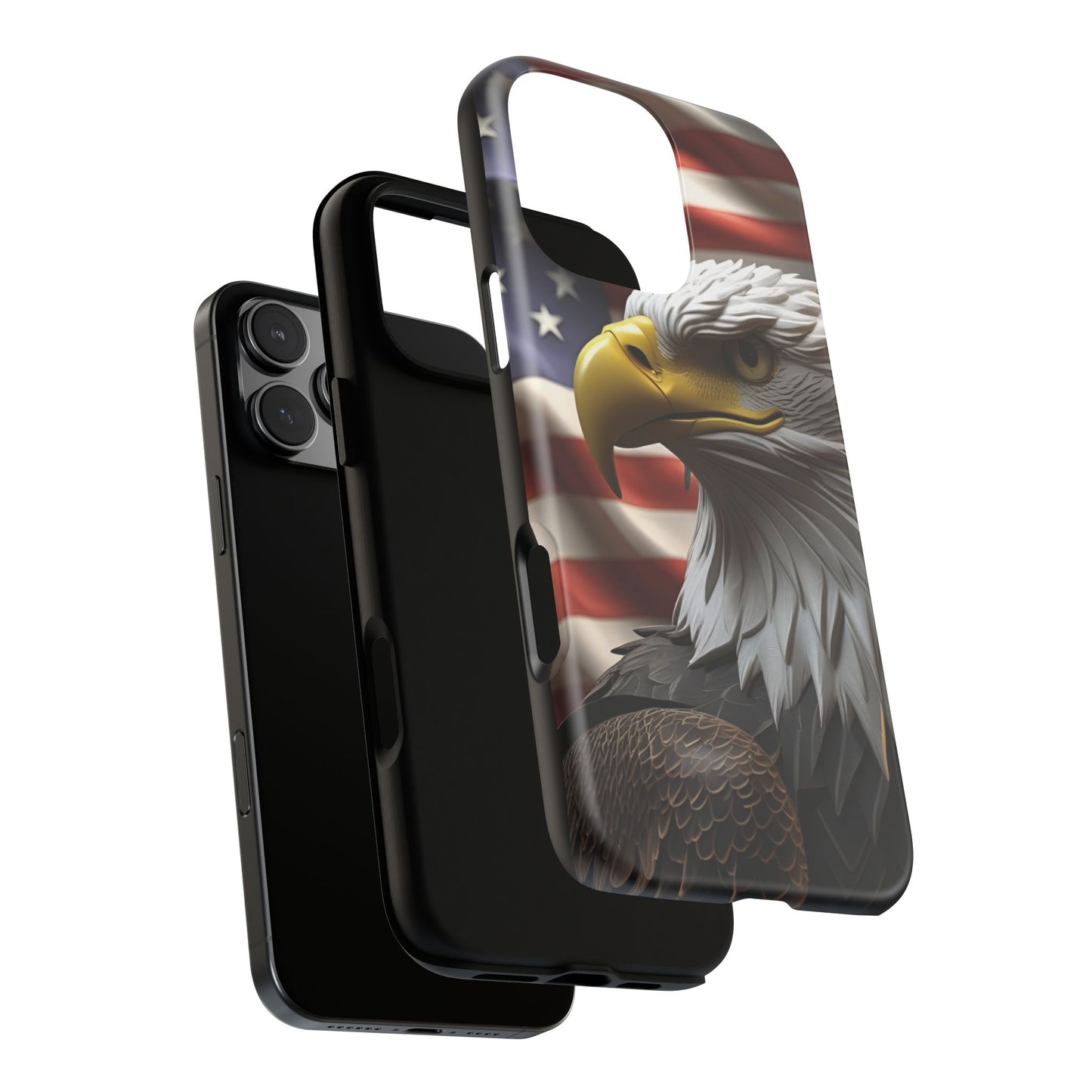 Tough Phone Cases - Patriotic - American Flag Eagle Design - Red White & Blue - Multiple Sizes -
