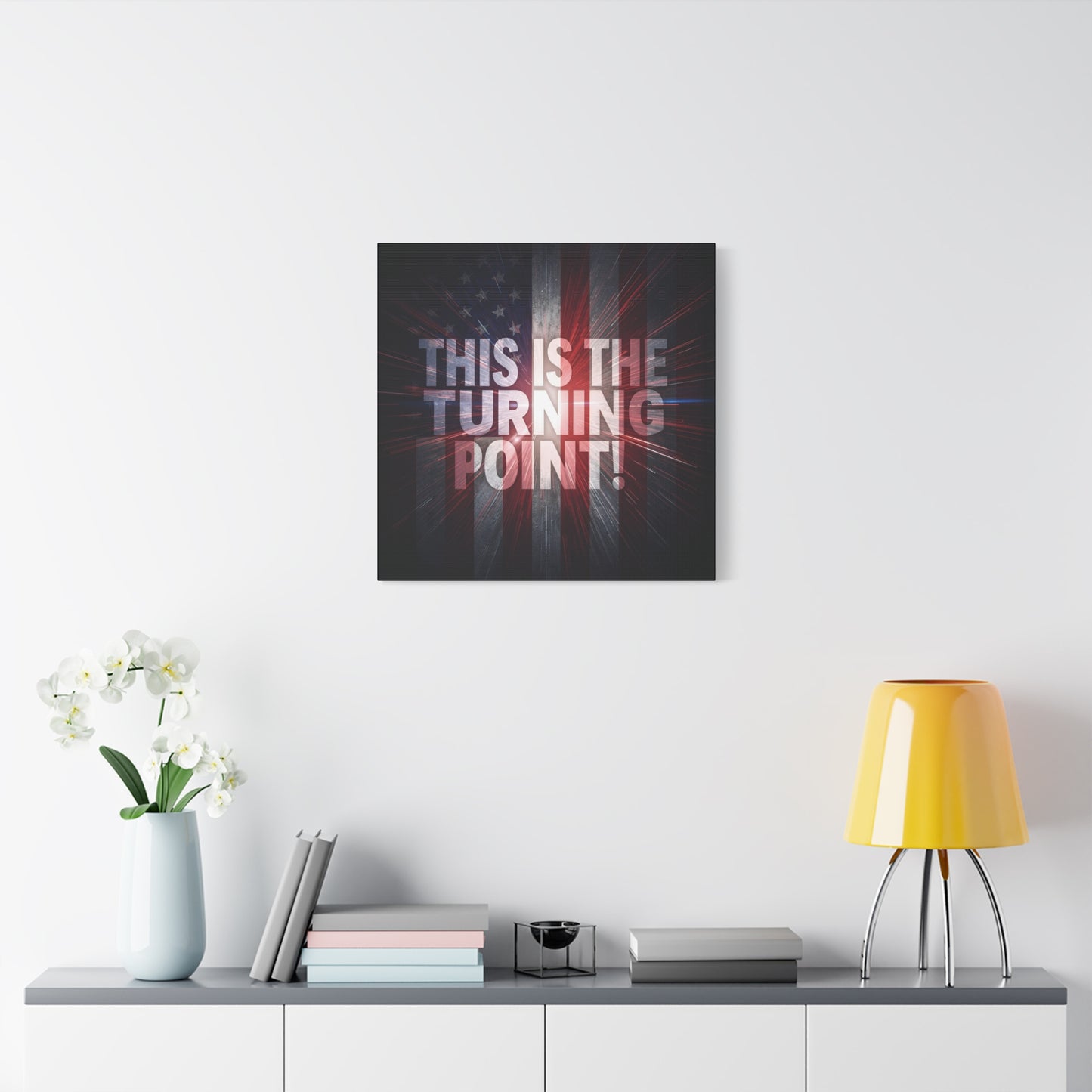 Charlie Kirk - This Is The Turning Point! - Red White Blue - Stunning American Flag Backdrop Design - Patriotic - Motivational Wall Art - Canvas - Multiple Sizes