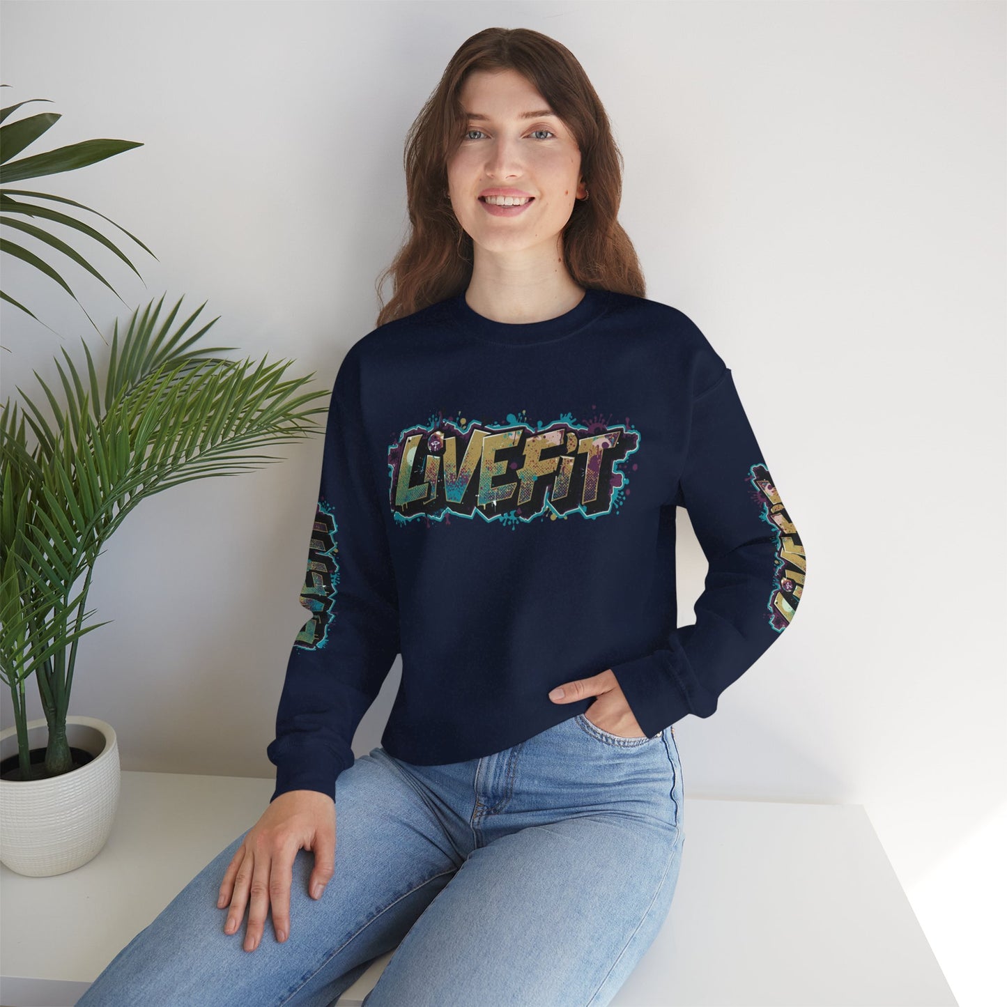 Live Fit Crewneck Sweatshirt - Trendy Fitness Apparel -  Unisex Casual Wear -  Sports Gift -  Workout Fashion -  Street Style Sweatshirt -