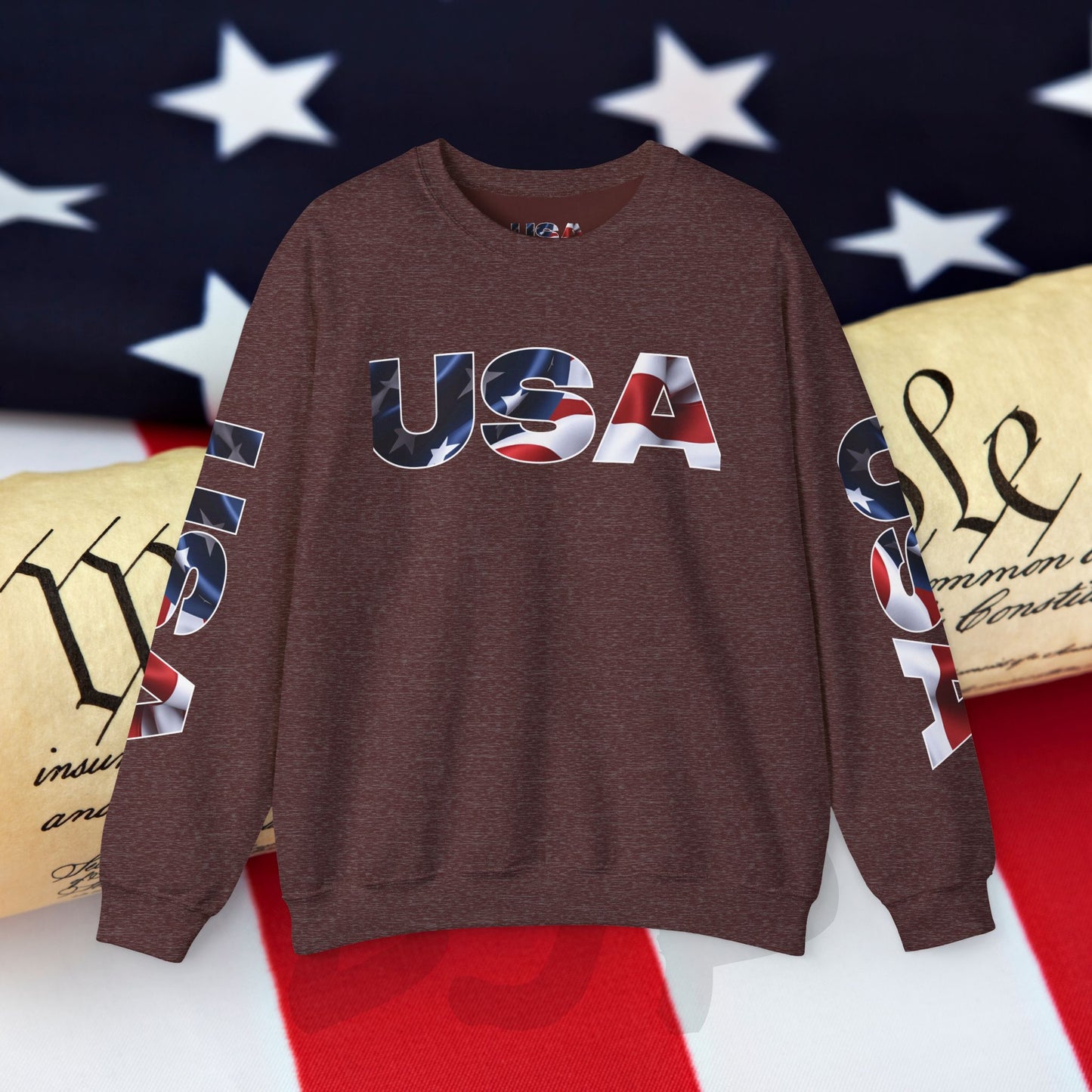 Patriotic USA Crewneck Sweatshirt - Unisex Heavy Blend - American Pride - National Pride Gift - S-5XL