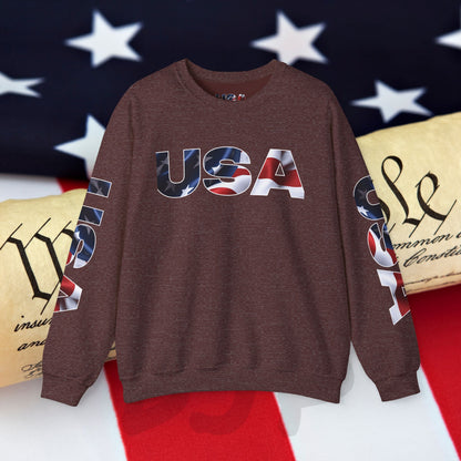 Patriotic USA Crewneck Sweatshirt - Unisex Heavy Blend - American Pride - National Pride Gift - S-5XL