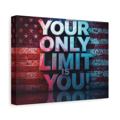 Gallery Wrapped - Motivational Canvas Wall Art - Your Only Limit Is You! - Inspirational Decor for Home Office - Inspirational Gift - Vintage American Flag - Limitless Living - Personal [...]