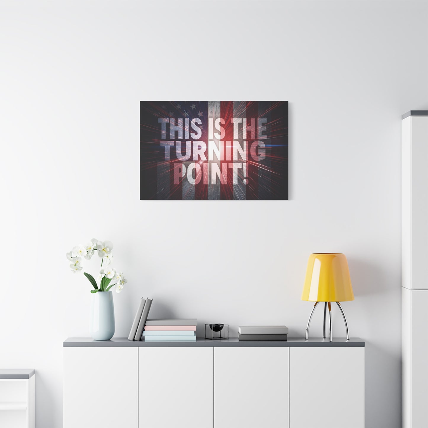 Charlie Kirk - This Is The Turning Point! - Red White Blue - Stunning American Flag Backdrop Design - Patriotic - Motivational Wall Art - Canvas - Multiple Sizes