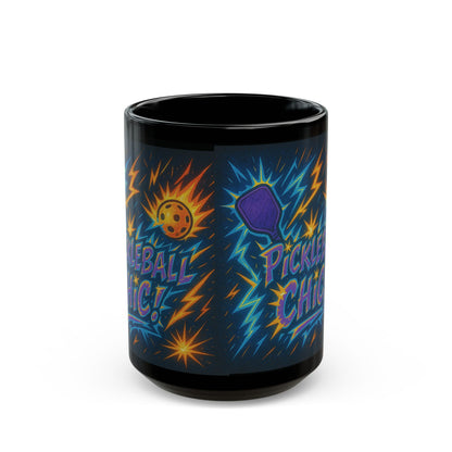 Pickleball Chic! Mug - Fun Black Ceramic Coffee Mug for Pickleball Lovers - Sports Gifts -  Playful Drinkware -  Team Spirit - Perfect for Gamers - Holiday Gift - Birthday Gift