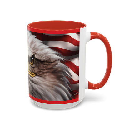 Patriotic Bald Eagle Coffee Mug - American Flag Accent - 11oz/15oz - Multiple Colors