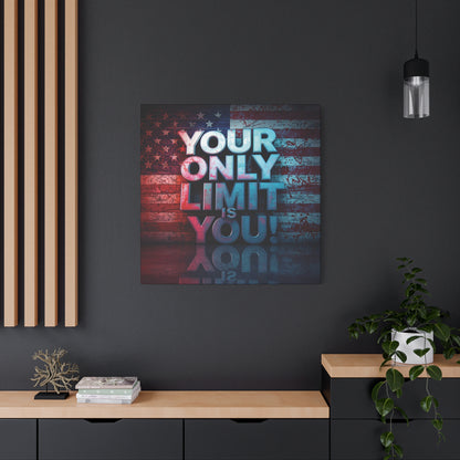 Gallery Wrapped - Motivational Canvas Wall Art - Your Only Limit Is You! - Inspirational Decor for Home Office - Inspirational Gift - Vintage American Flag - Limitless Living - Personal [...]