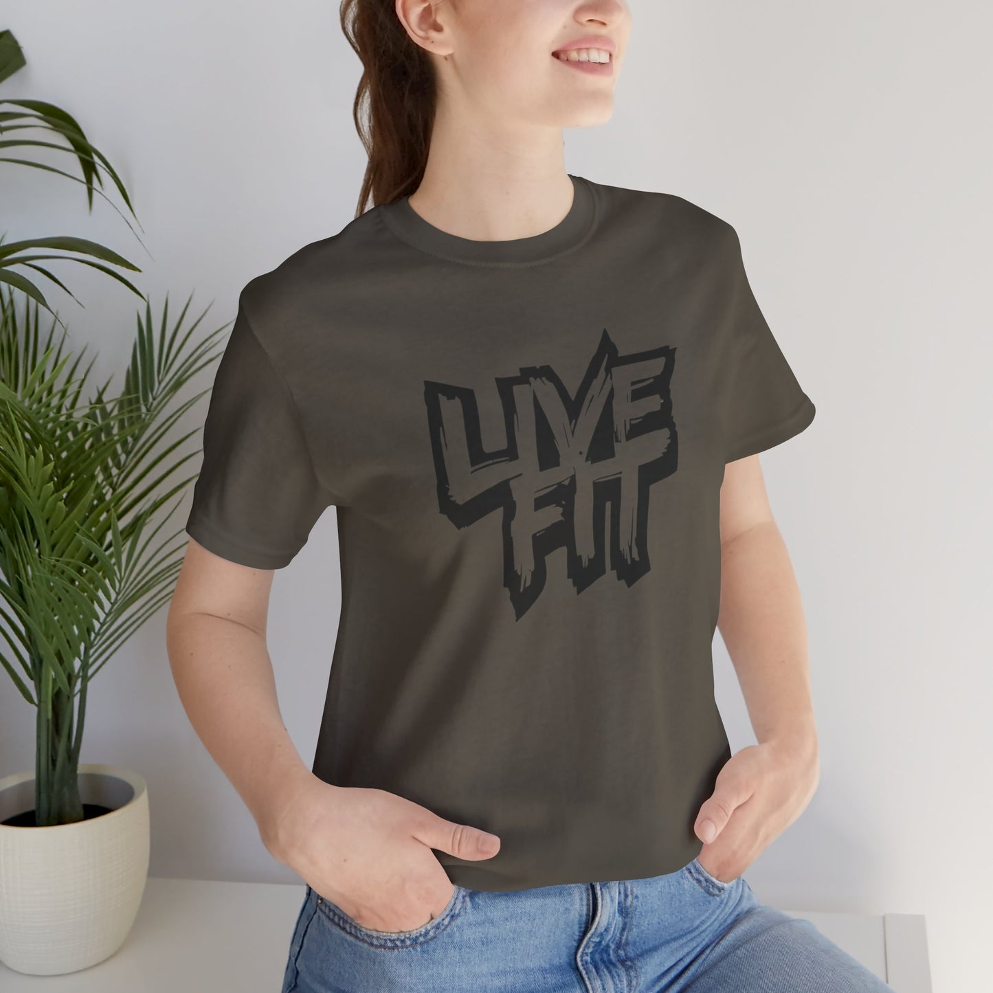 LIVE FIT Unisex Jersey Tee - Fitness T-Shirt - Casual Wear - Workout Top - Gym Apparel -  Motivational Shirt -