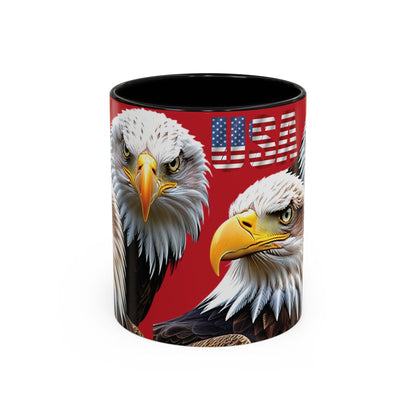 Patriotic Bald Eagle Accent Mug - Red White & Blue - 11oz/15oz - 4 Colors