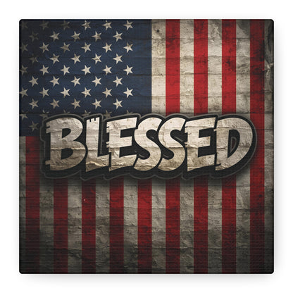 Blessed American Flag Canvas Wall Art, Patriotic Home Decor, Inspirational Gift, Rustic Wall Decor, Americana Artwork