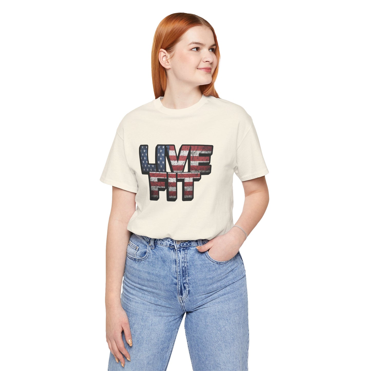 LIVE FIT Patriotic T-Shirt - American Flag Red White Blue - Unisex Fitness Tee