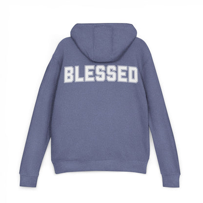 Blessed Hoodie — Cozy French Terry Pullover - with - White - Bold Front & Back Text - Holiday Gift - Fitness