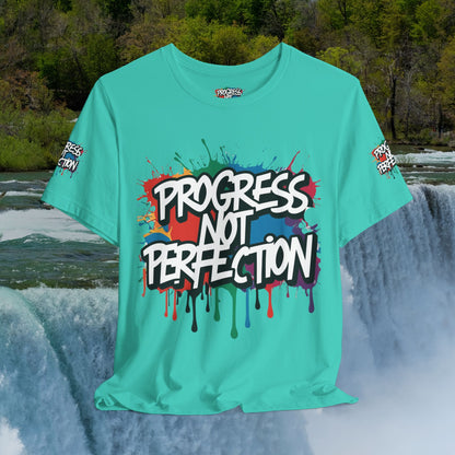 💥 Vibrant   💥   Eye-catching   💥   Motivational    💥 All  Over Print   💥 Unisex T-shirt  💥   Progress  Not  Perfection   💥  Art-Inspired   💥  Apparel  💥  Sizes  XS  x  4XL 💥