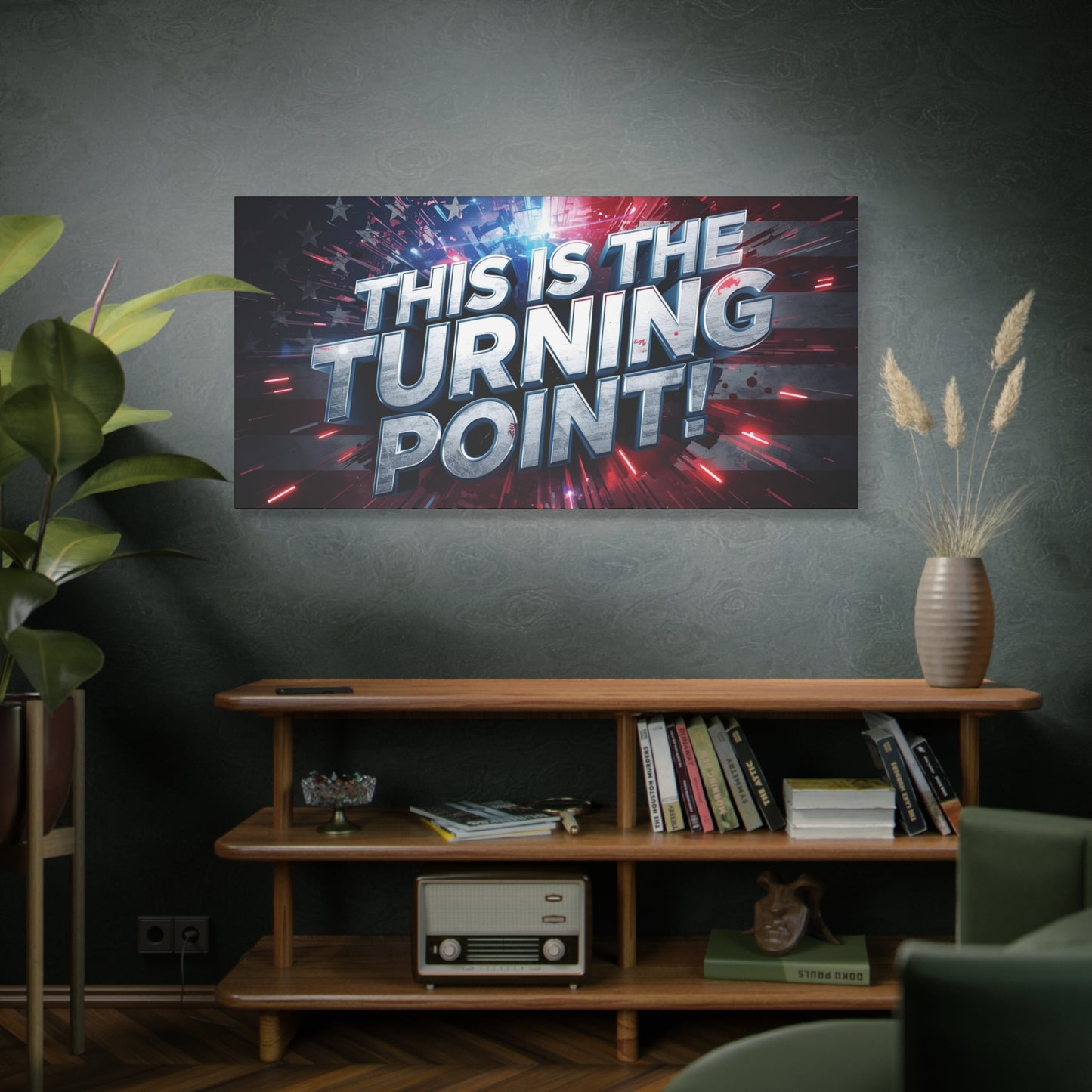 Canvas Print - Patriotic Wall Art - Stunning - Red White Blue - American Flag Backdrop - Charlie Kirk Inspired - This Is The Turning Point! - Multiple Sizes -