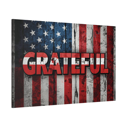 Grateful American Flag Wall Art | Patriotic Canvas Decor, Home Wall Decor, Inspirational Gift, 4th of July Decoration, Veteran's Day