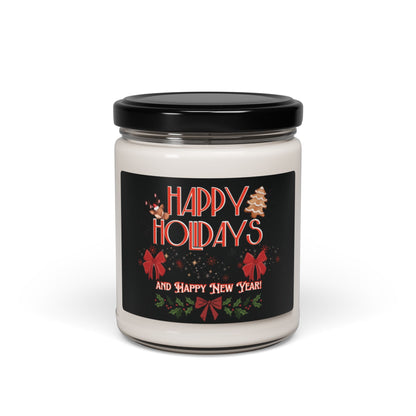 💥Happy Holidays Christmas Scented Soy Candles 9oz 💥 9 Different Aromatic Scents 💥1 Unscented 💥Eco-friendly 💥 Burn Time 50-60 Hours 💥Cinnamon - Vanilla - Clean Cotton - Apple Harvest +