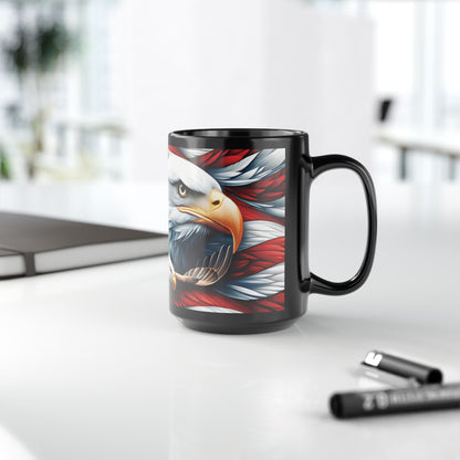 Eye-Catching  Patriotic   Bald Eagle   American Flag   Red White & Blue   Black Mug   11oz  &  15oz  Perfect for Celebrations and Gifting