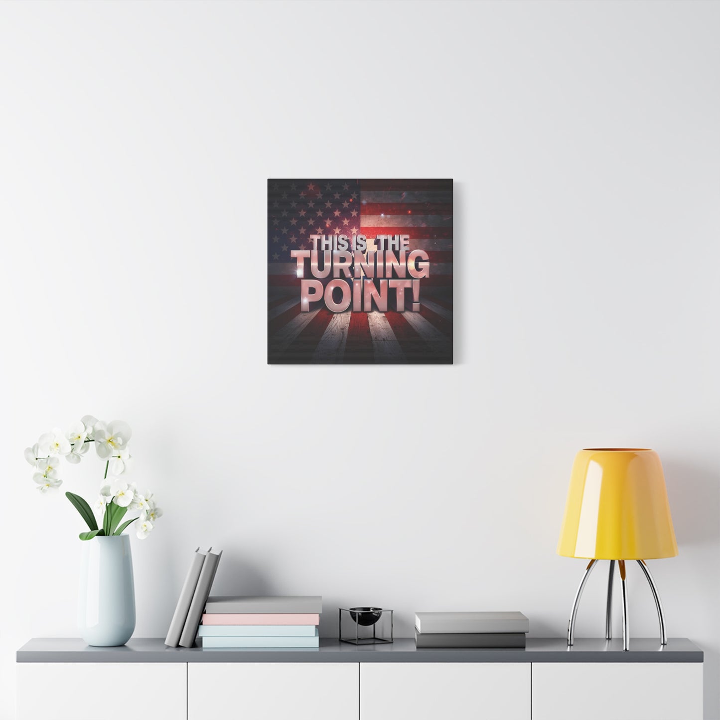 Gallery Wrapped Canvas Wall Art - Charlie Kirk Inspired - This Is The Turning Point! - Red White Blue - American Flag Backdrop Design - Multiple Sizes -
