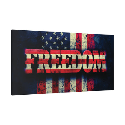 Patriotic Wall Art Print - Freedom Design Canvas Decor - American Flag Red White & Blue Artwork - Christmas Gifts - Independence Day Decoration - Home Gallery Piece -