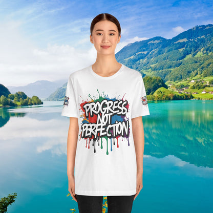 💥 Vibrant   💥   Eye-catching   💥   Motivational    💥 All  Over Print   💥 Unisex T-shirt  💥   Progress  Not  Perfection   💥  Art-Inspired   💥  Apparel  💥  Sizes  XS  x  4XL 💥