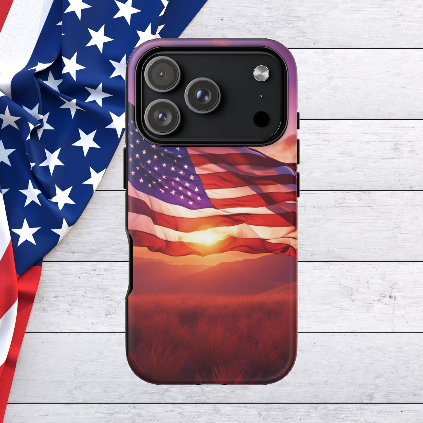 Stylish Phone Case - American Flag At Sunset Design - Patriotic Gift for Veterans - Independence Day -  Summer Vibes -