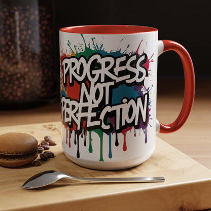 Vibrant   Ceramic  Mug    Inspirational      Let's Go!     Graffiti  Mug      Coffee Mug        Progress  Not  Perfection   Sizes   11oz  &  15oz    Birthday Gift   Graduation Gift    8  Different  Color Options