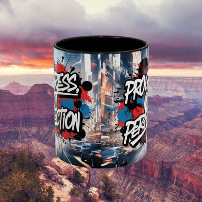 Progress Not Perfection! Graffiti Style Mug - Vibrant Design - 11oz/15oz - 8 Colors