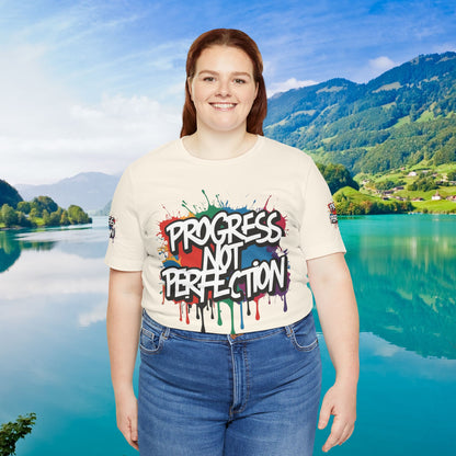 💥 Vibrant   💥   Eye-catching   💥   Motivational    💥 All  Over Print   💥 Unisex T-shirt  💥   Progress  Not  Perfection   💥  Art-Inspired   💥  Apparel  💥  Sizes  XS  x  4XL 💥