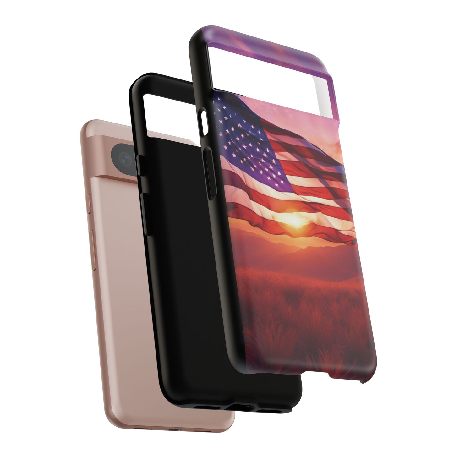 Stylish Phone Case - American Flag At Sunset Design - Patriotic Gift for Veterans - Independence Day -  Summer Vibes -