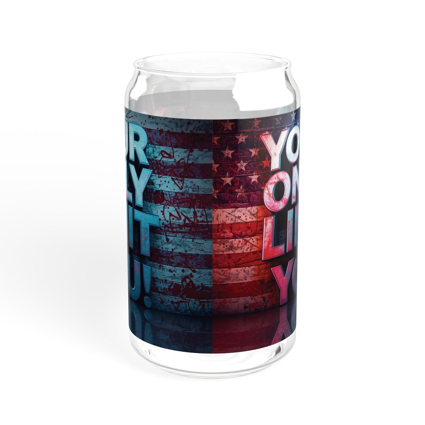 Inspirational Your Only Limit Is You! Sipper Glass, 16oz - Motivational Drinkware, USA Flag Design, Perfect for Gym, Home, Gifts
