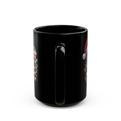 Patriot Fit Life Christmas Coffee Mug - Santa Hat Flag Lettering | 11oz & 15oz