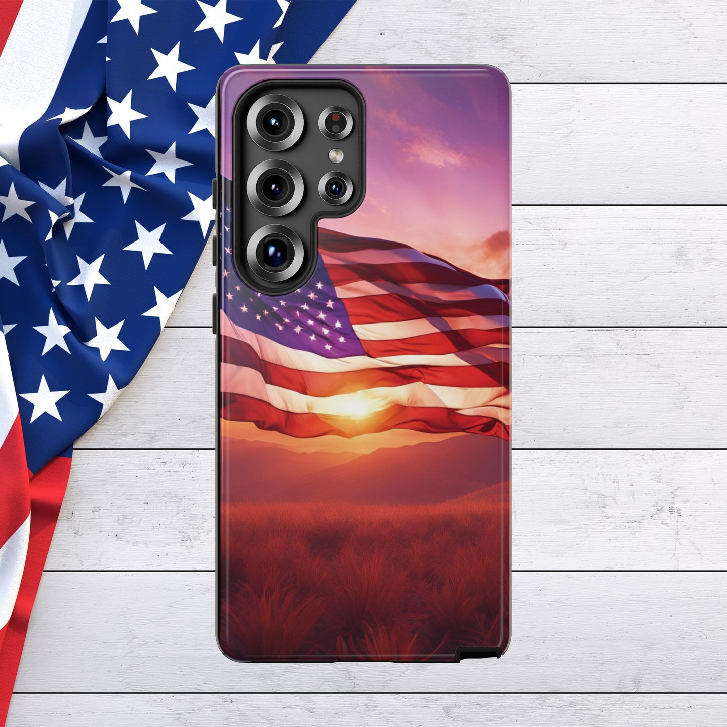 Stylish Phone Case - American Flag At Sunset Design - Patriotic Gift for Veterans - Independence Day -  Summer Vibes -