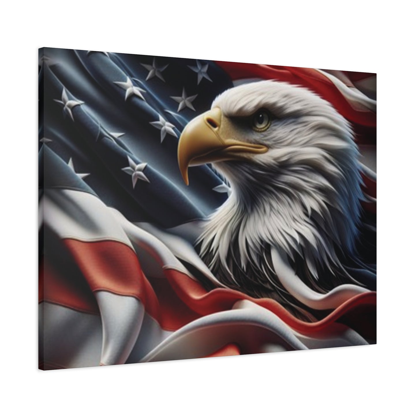 Patriotic Eagle Gallery Wrapped Canvas Art - American Flag Wall Decor - Red White Blue - USA Pride - Holiday Gift -  4th of July Home Decoration - Veteran Gift -  USA Theme Art - Print On Sides - Mirror Sides -